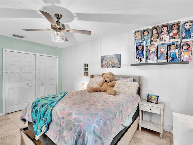 17320 SW 117th Ave, Miami, FL 33177 - tiled bedroom with a closet and ceiling fan