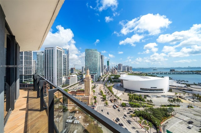 398 NE 5th St Unit 1809, Miami, FL 33132 - balcony featuring a view of city and a water view
