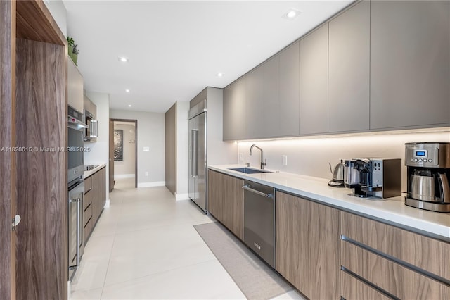 3 Grove Isle Dr Unit C602, Miami, FL 33133 - kitchen with modern cabinets, appliances with stainless steel finishes, and recessed lighting