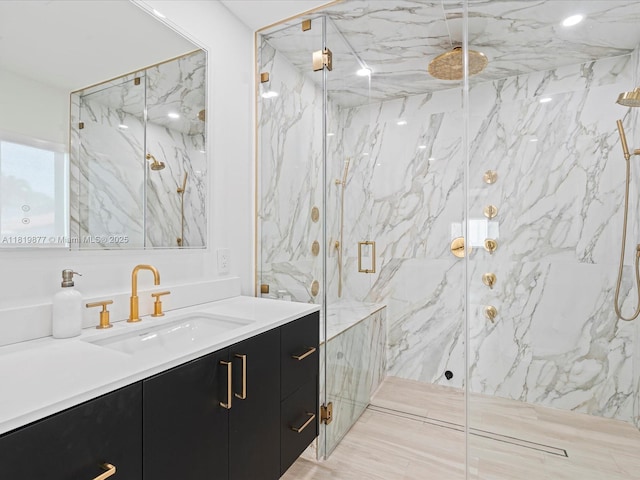 4531 SW 15th St, Miami, FL 33134 - bathroom featuring vanity and a marble finish shower