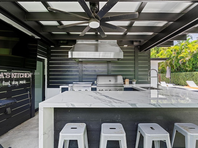 4531 SW 15th St, Miami, FL 33134 - view of patio featuring an outdoor kitchen and a ceiling fan