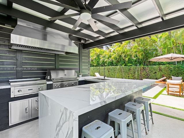 4531 SW 15th St, Miami, FL 33134 - view of patio / terrace with area for grilling and a ceiling fan