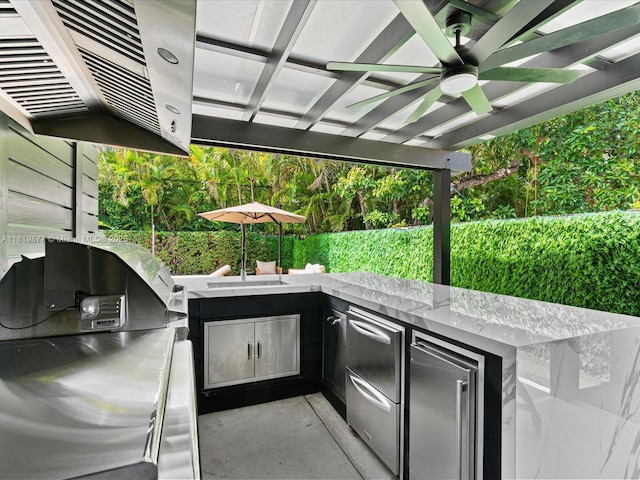 4531 SW 15th St, Miami, FL 33134 - view of patio / terrace featuring ceiling fan and exterior kitchen