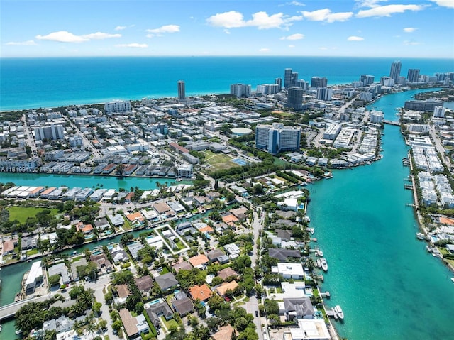 7755 Noremac Ave, Miami Beach, FL 33141 - aerial view of property and surrounding area with nearby urban area and a nearby body of water