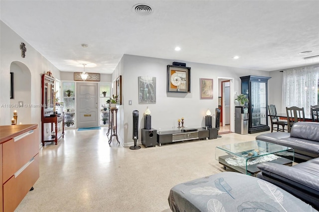 6285 Pine Ter, Plantation, FL 33317 - living area featuring dark aggregate flooring and recessed lighting