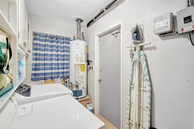 6285 Pine Ter, Plantation, FL 33317 - laundry room featuring gas water heater, independent washer and dryer, and cabinet space