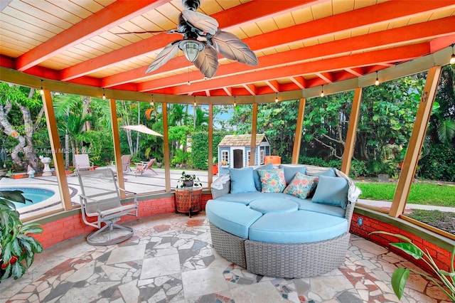 6285 Pine Ter, Plantation, FL 33317 - view of patio / terrace with a storage unit, a ceiling fan, and outdoor lounge area