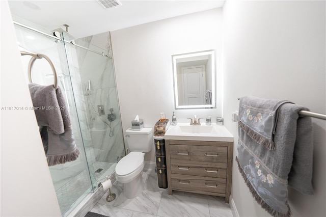 126 Piedmont C 126, Delray Beach, FL 33484 - bathroom featuring vanity, a marble finish shower, and marble finish flooring