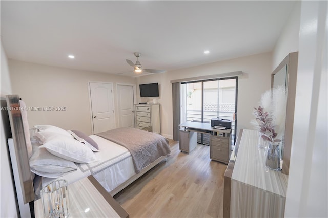 126 Piedmont C 126, Delray Beach, FL 33484 - bedroom featuring light wood finished floors, recessed lighting, and ceiling fan
