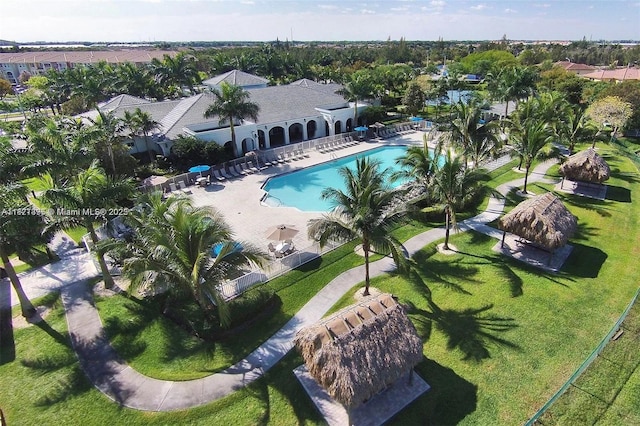 10857 NW 84th St, Doral, FL 33178 - aerial overview of property's location with a pool area and nearby suburban area