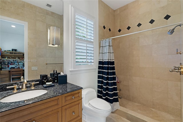 180 Solano Prado, Coral Gables, FL 33156 - full bath with tiled shower, vanity, and tile walls