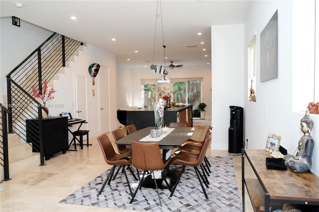 2836 W Trade Ave Unit 2836, Miami, FL 33133 - dining space with stairs and recessed lighting