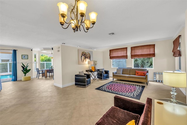 15631 SW 53rd St, Miramar, FL 33027 - living area featuring a chandelier and light tile patterned floors