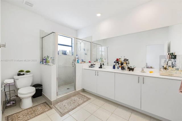 23404 SW 131st Ave, Homestead, FL 33032 - bathroom featuring double vanity, a stall shower, and tile patterned flooring