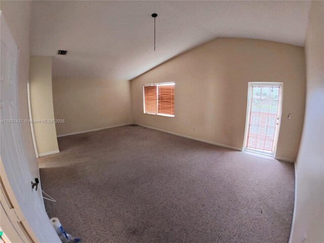 15651 NW 14th Ct, Pembroke Pines, FL 33028 - carpeted empty room featuring vaulted ceiling and baseboards
