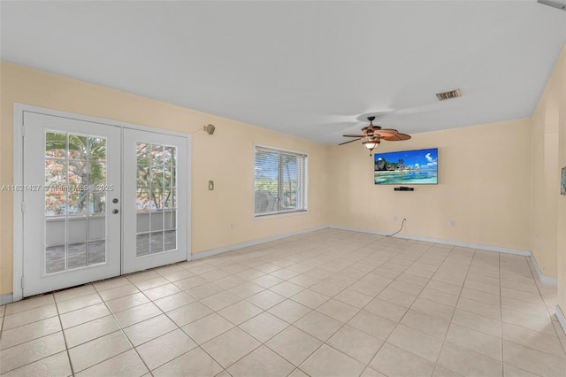 21343 SW 88th Ct, Cutler Bay, FL 33189 - unfurnished room featuring french doors, a ceiling fan, and light tile patterned flooring