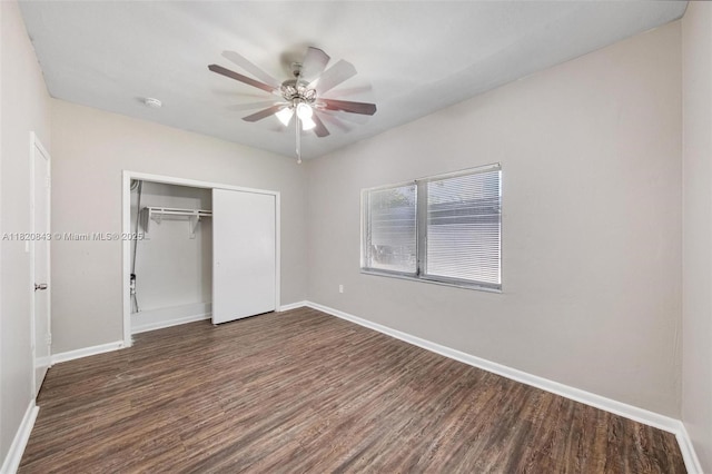 6428 Plunkett St, Hollywood, FL 33023 - unfurnished bedroom featuring wood finished floors, a closet, and a ceiling fan