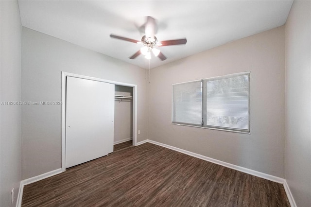 6428 Plunkett St, Hollywood, FL 33023 - unfurnished bedroom with wood finished floors, a closet, and ceiling fan
