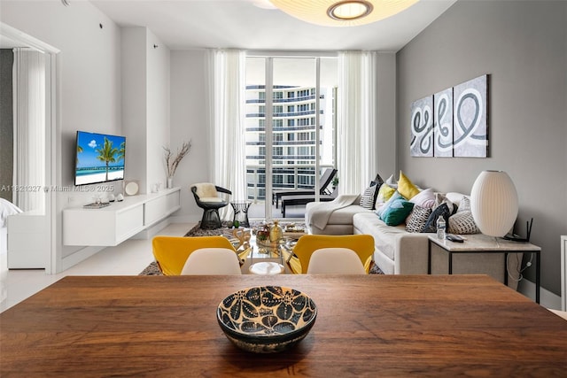 15901 Collins Ave Unit 3302, Sunny Isles Beach, FL 33160 - dining space with floor to ceiling windows and tile patterned flooring