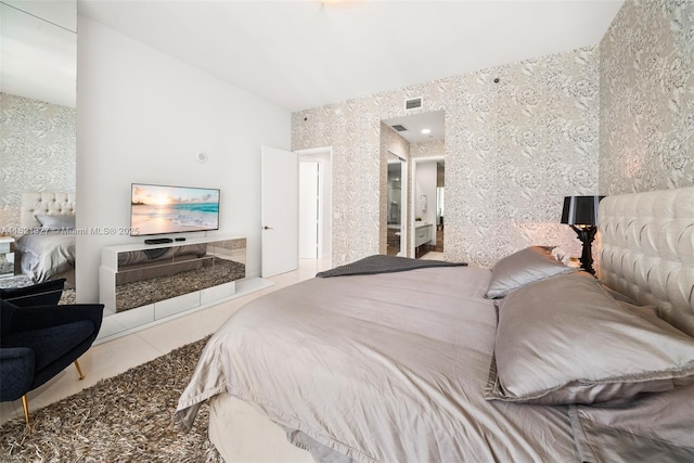15901 Collins Ave Unit 3302, Sunny Isles Beach, FL 33160 - tiled bedroom featuring wallpapered walls