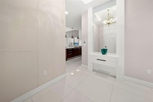 15901 Collins Ave Unit 3302, Sunny Isles Beach, FL 33160 - full bathroom with a chandelier, vanity, and tile patterned flooring