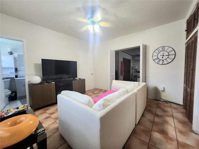 3082 NW 4th St, Miami, FL 33125 - living room featuring ceiling fan and light tile patterned floors