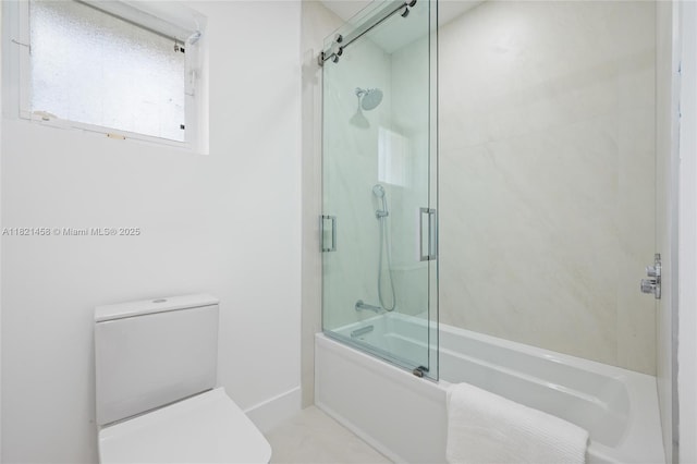 5211 Granada Blvd, Coral Gables, FL 33146 - bathroom featuring toilet and shower / bath combination with glass door