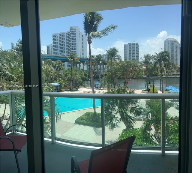 19390 Collins Ave Unit 207, Sunny Isles Beach, FL 33160 - view of swimming pool with a view of city and a water view
