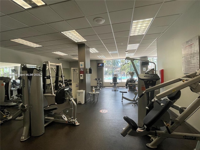 19390 Collins Ave Unit 207, Sunny Isles Beach, FL 33160 - gym featuring a drop ceiling