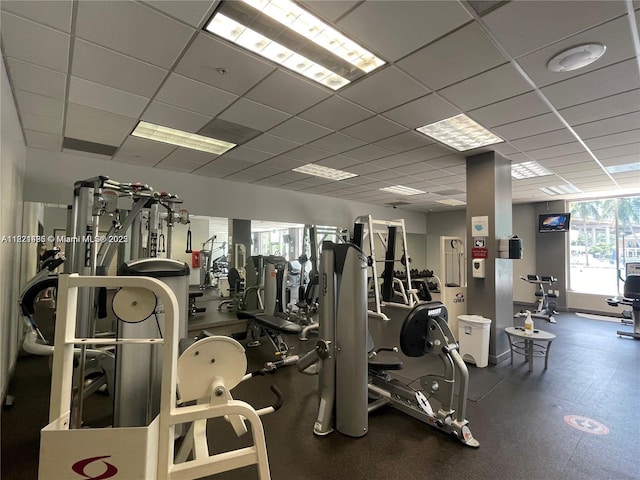 19390 Collins Ave Unit 207, Sunny Isles Beach, FL 33160 - gym with a paneled ceiling