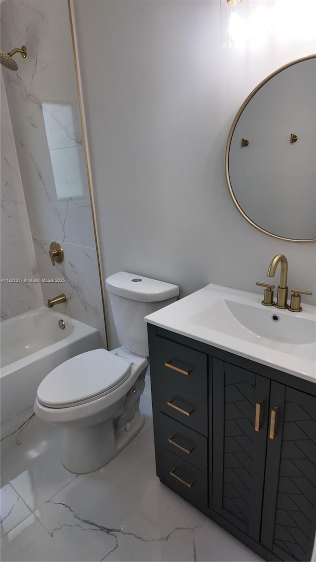 4521 SW 25th Ter, Dania Beach, FL 33312 - bathroom with marble look tile flooring, vanity, and shower / tub combination