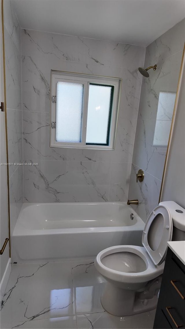4521 SW 25th Ter, Dania Beach, FL 33312 - full bath with vanity,  shower combination, and marble finish floors