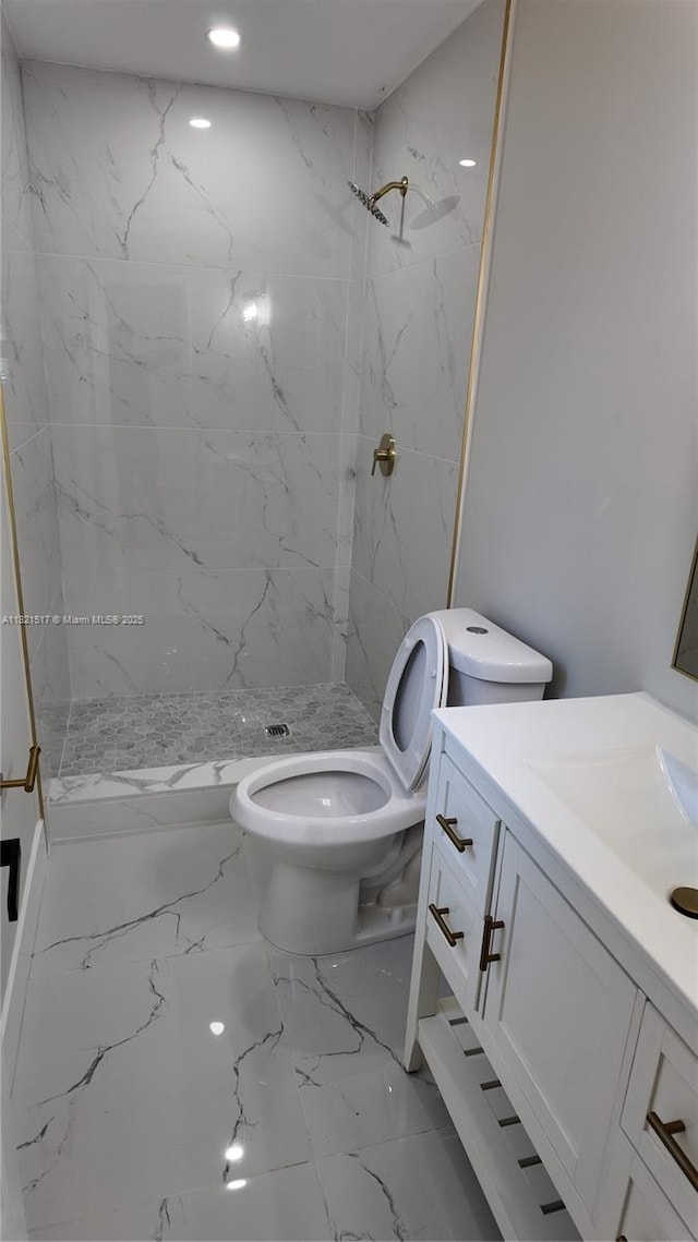 4521 SW 25th Ter, Dania Beach, FL 33312 - full bath featuring vanity, marble finish flooring, and a marble finish shower