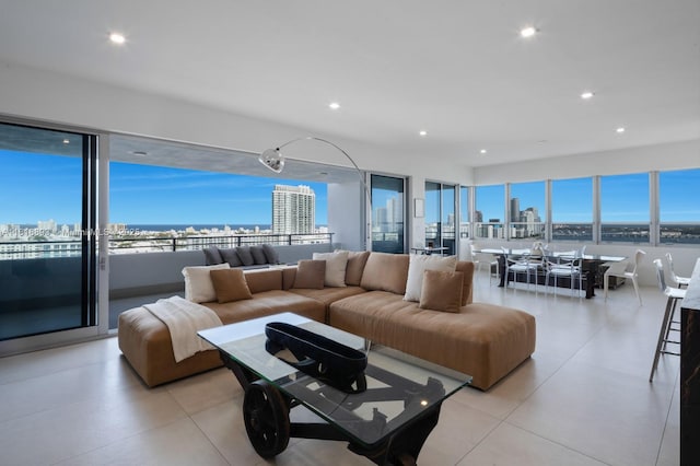 11 Island Ave Unit Ph2, Miami Beach, FL 33139 - living area with a city view, healthy amount of natural light, and recessed lighting