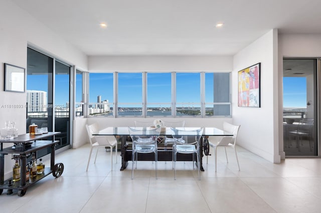 11 Island Ave Unit Ph2, Miami Beach, FL 33139 - dining space with recessed lighting and a view of city