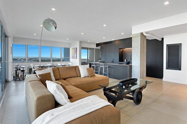 11 Island Ave Unit Ph2, Miami Beach, FL 33139 - living area featuring light tile patterned flooring and recessed lighting