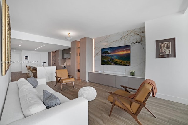 650 NE 32nd St Unit 1904, Miami, FL 33137 - living area featuring light wood-style flooring and recessed lighting