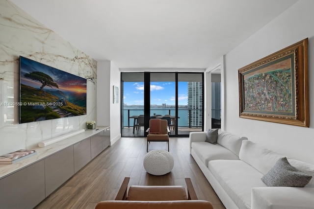650 NE 32nd St Unit 1904, Miami, FL 33137 - living room featuring wood finished floors and floor to ceiling windows