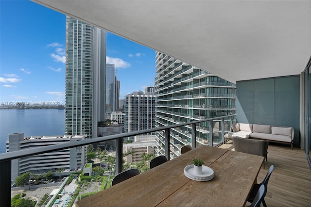 650 NE 32nd St Unit 1904, Miami, FL 33137 - balcony featuring a water view, a view of city, and outdoor dining area