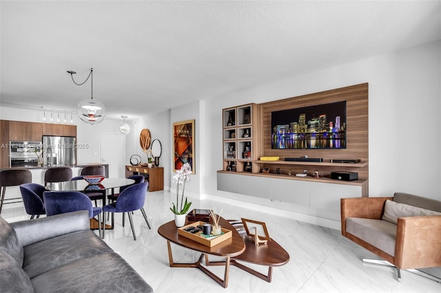 325 S Biscayne Blvd Unit 2515, Miami, FL 33131 - living room with light marble finish flooring