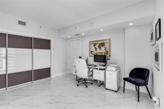 325 S Biscayne Blvd Unit 2515, Miami, FL 33131 - office with light marble finish flooring and recessed lighting