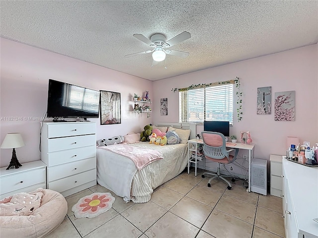 1782 W 42nd St Unit 1782, Hialeah, FL 33012 - bedroom with a textured ceiling, light tile patterned floors, and ceiling fan