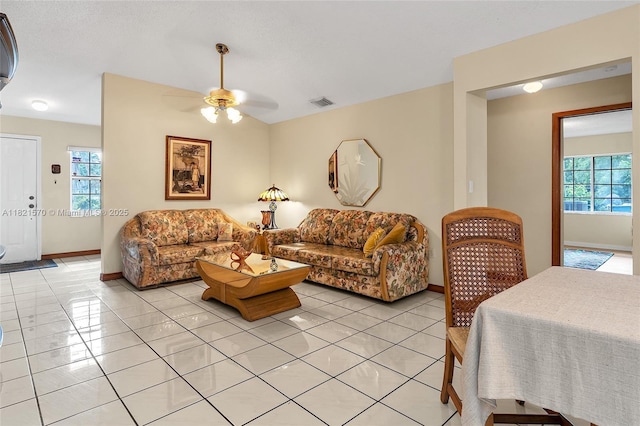 18033 SW 137th Ct, Miami, FL 33177 - living area featuring light tile patterned floors and a ceiling fan