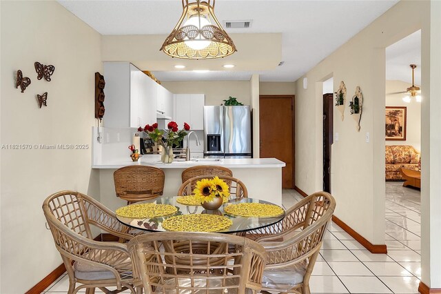 18033 SW 137th Ct, Miami, FL 33177 - dining room with light tile patterned flooring, recessed lighting, and a ceiling fan