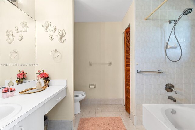 18033 SW 137th Ct, Miami, FL 33177 - bathroom with tile patterned flooring, vanity, shower / bathtub combination, and a closet