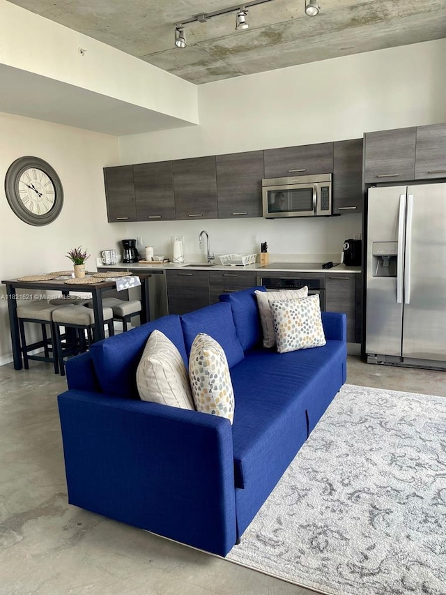151 SE 1st St Unit 2406, Miami, FL 33131 - living room featuring concrete floors