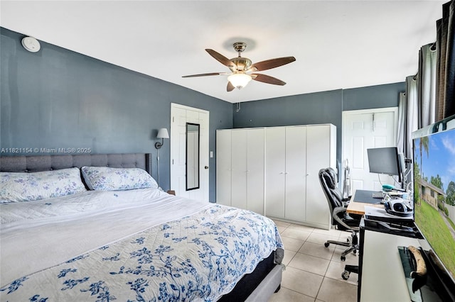 2041 Arcadia Dr, Miramar, FL 33023 - bedroom featuring a desk, light tile patterned floors, and a ceiling fan