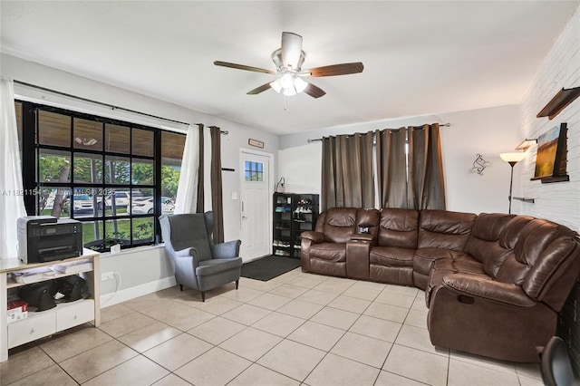 2041 Arcadia Dr, Miramar, FL 33023 - living room with ceiling fan and light tile patterned flooring