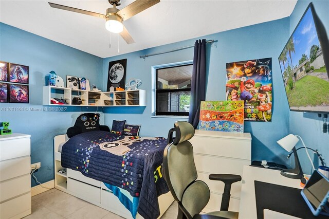 2041 Arcadia Dr, Miramar, FL 33023 - tiled bedroom with a ceiling fan