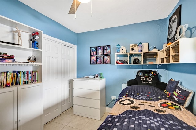 2041 Arcadia Dr, Miramar, FL 33023 - bedroom with tile patterned floors, a closet, and a ceiling fan